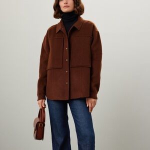 Thakoon Collective Brown Wool Blend Snap Front Shacket Size Small